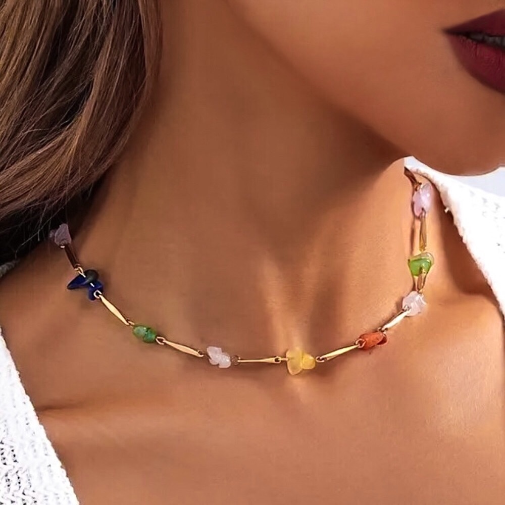 ⚜️𝟯𝟬%𝗢𝗙𝗙 𝗯𝘂𝗻𝗱𝗹𝗲𝘀 𝟯+⚜️ NEW Colorful Stone Necklace - Picture 1 of 9
